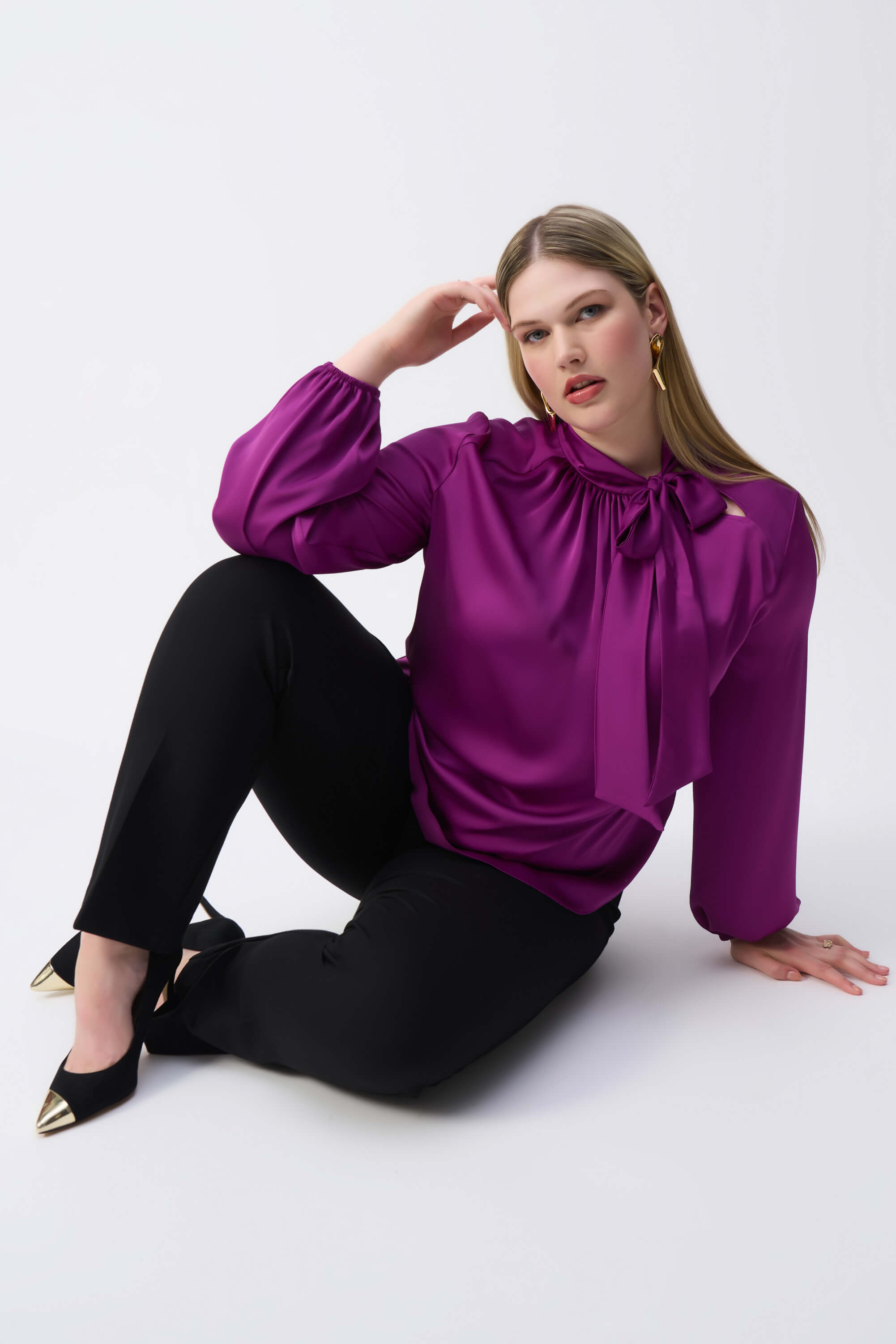 Top de raso con escote con lazo - 243022