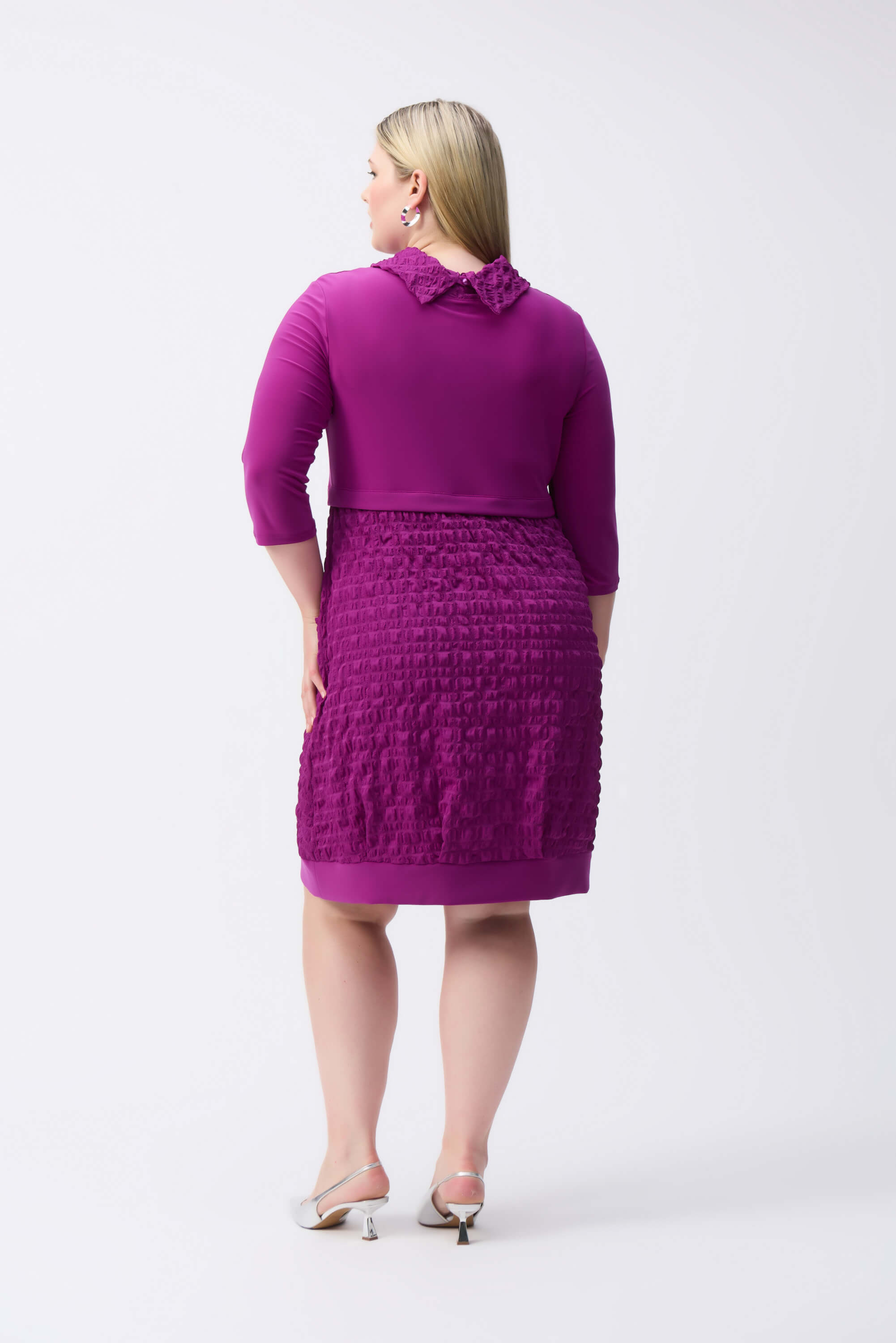 Vestido cocoon de punto sedoso y jacquard - 243114