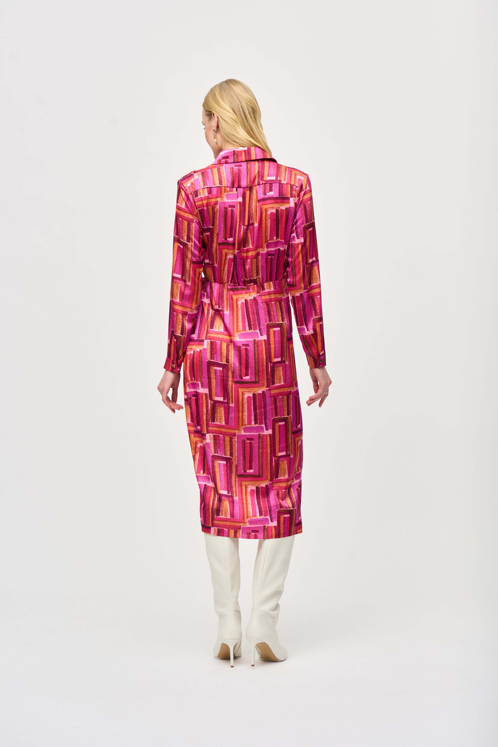 Vestido cruzado de raso con estampado geométrico - 243182