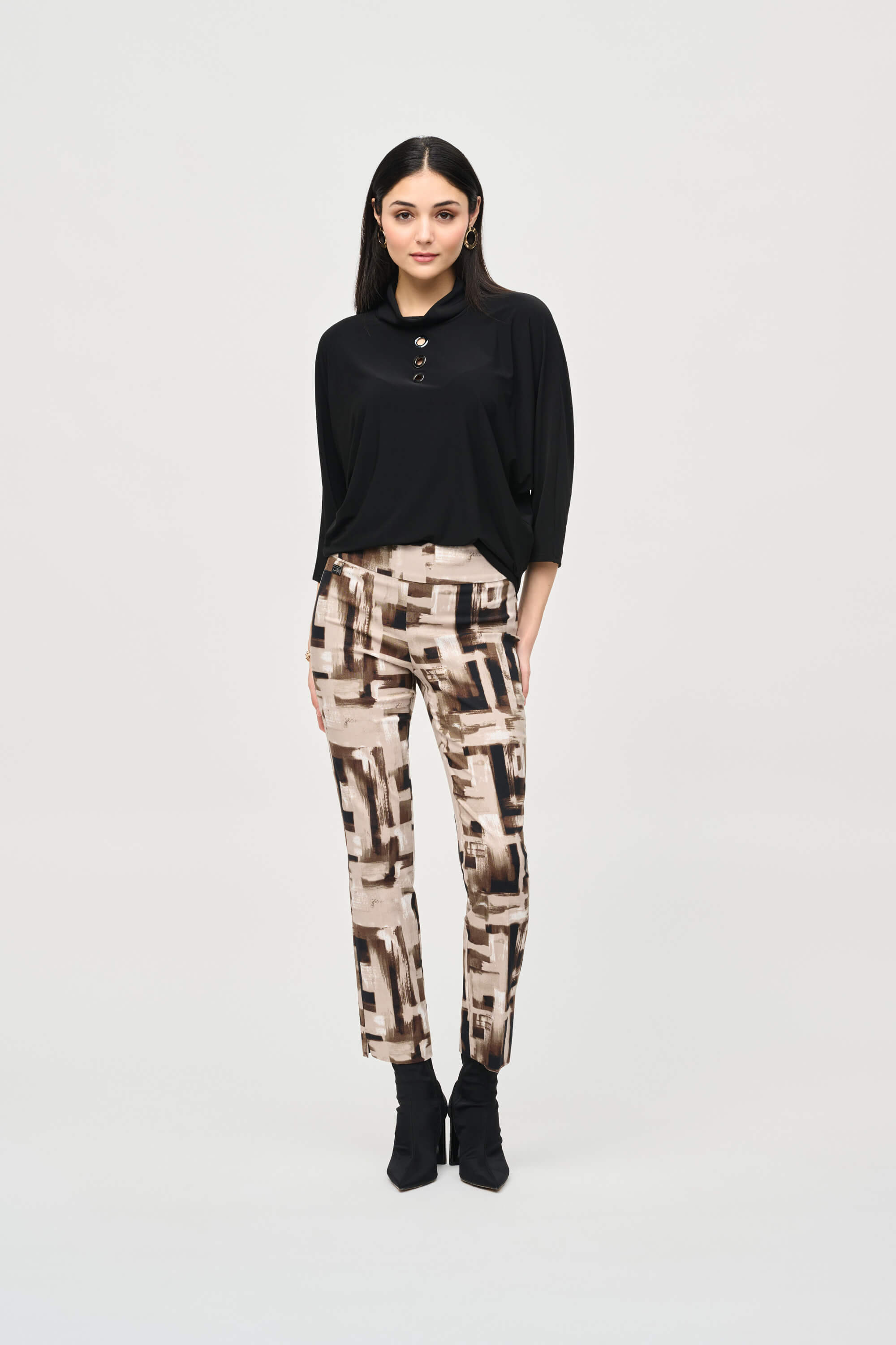 Pantalones ajustados sin cierres en tejido Millennium con estampado abstracto - 243304