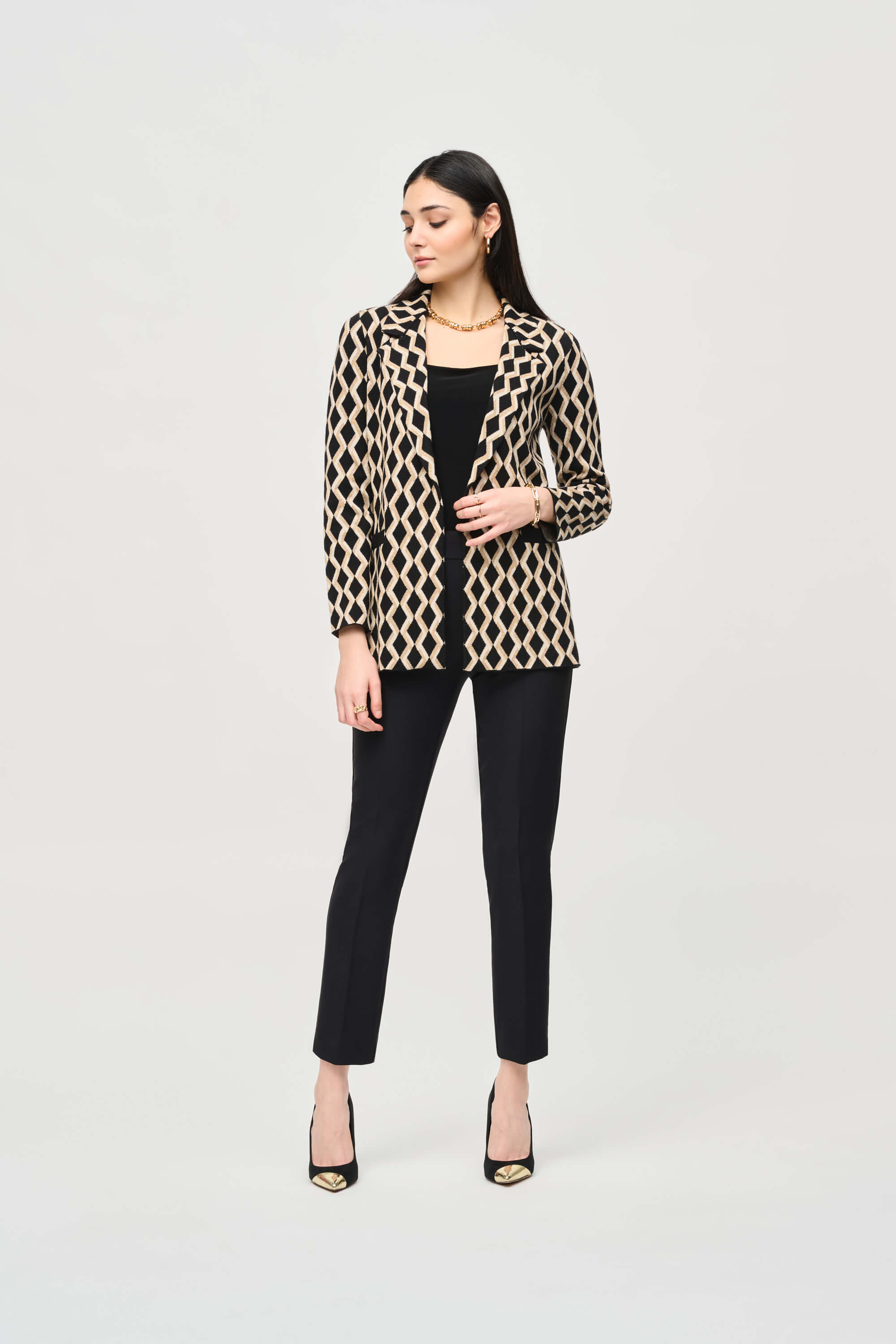 Blazer de jacquard cepillado con estampado geométrico - 243929