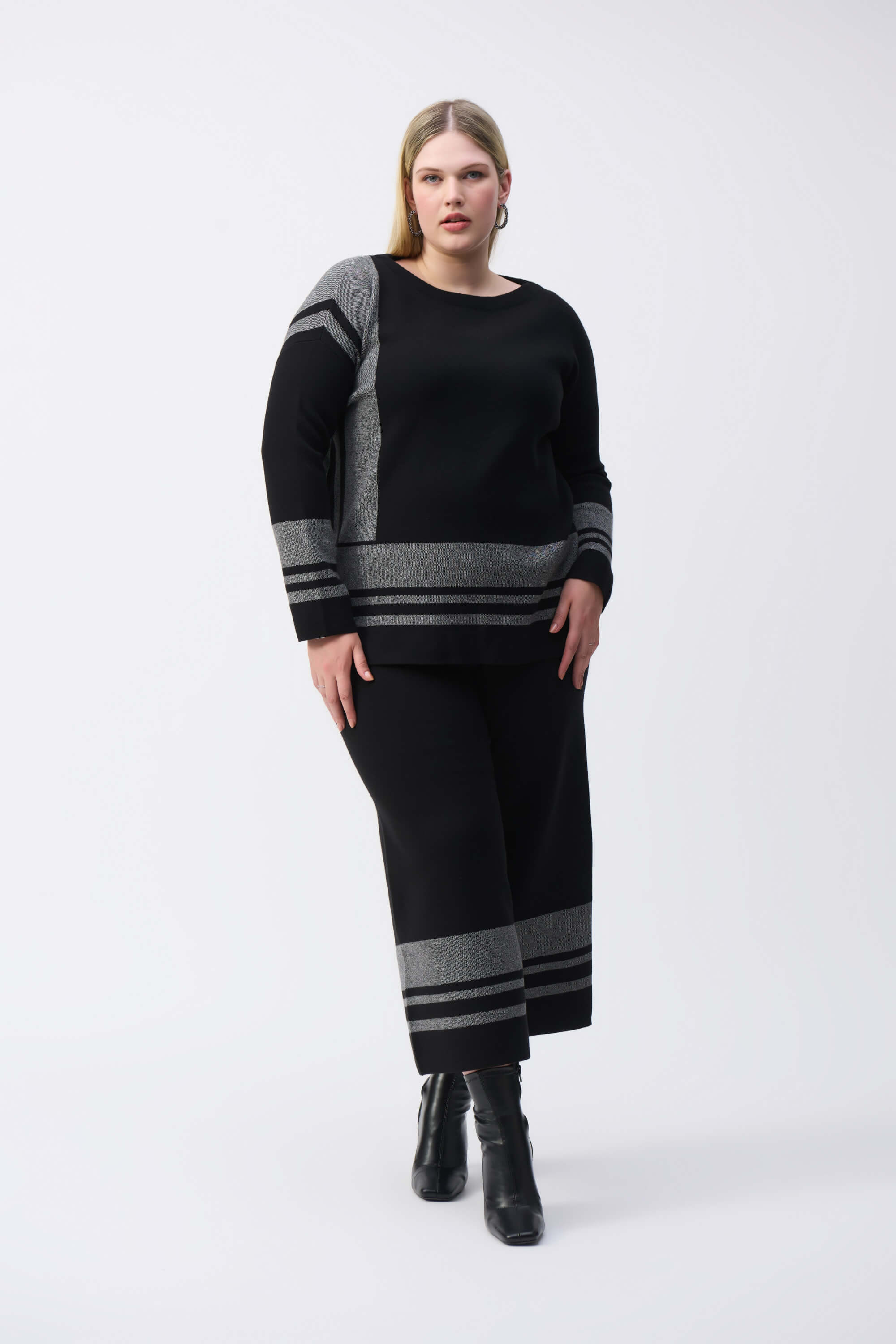 Top estilo boxy de punto tipo jersey de jacquard - 243949