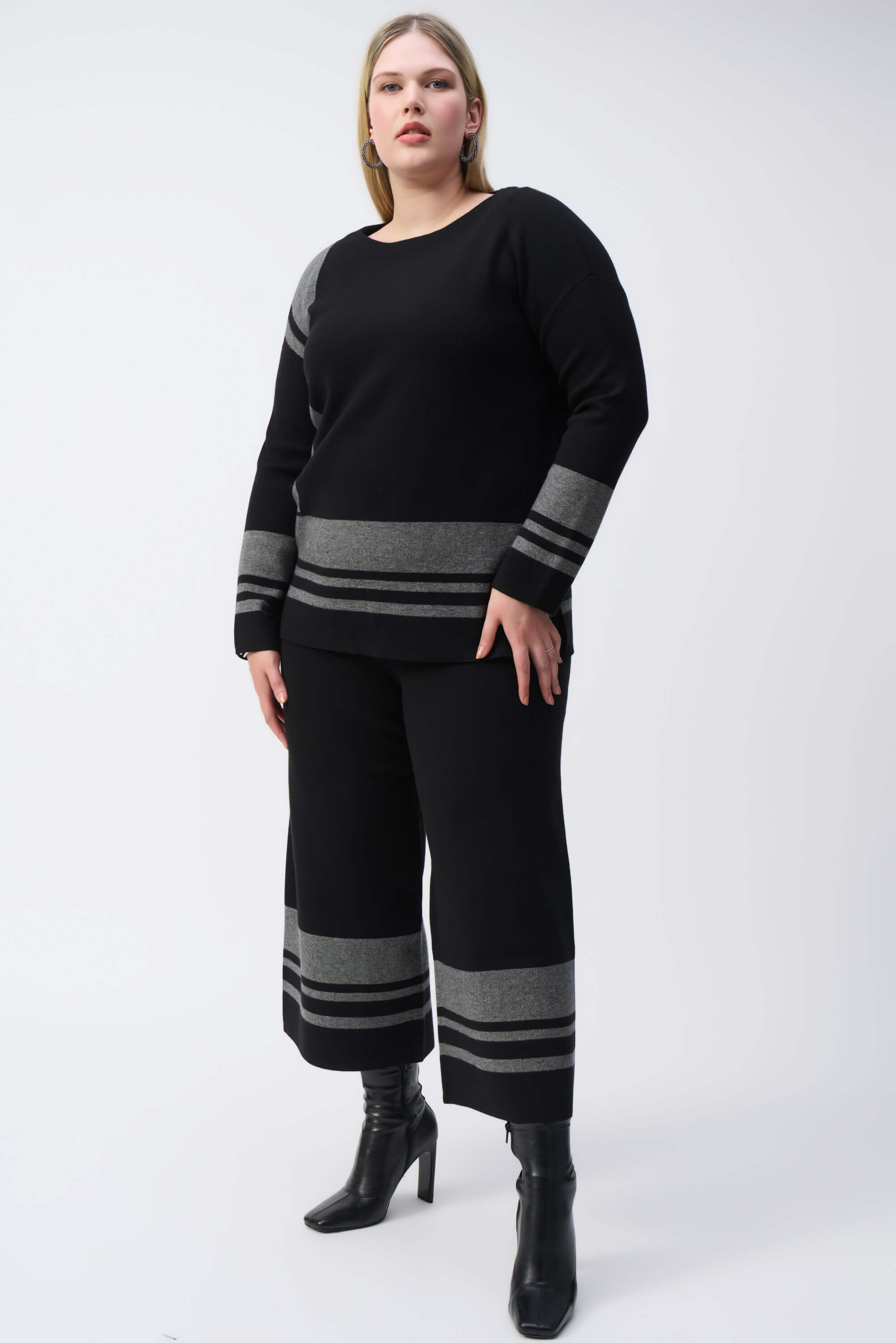 Top estilo boxy de punto tipo jersey de jacquard - 243949