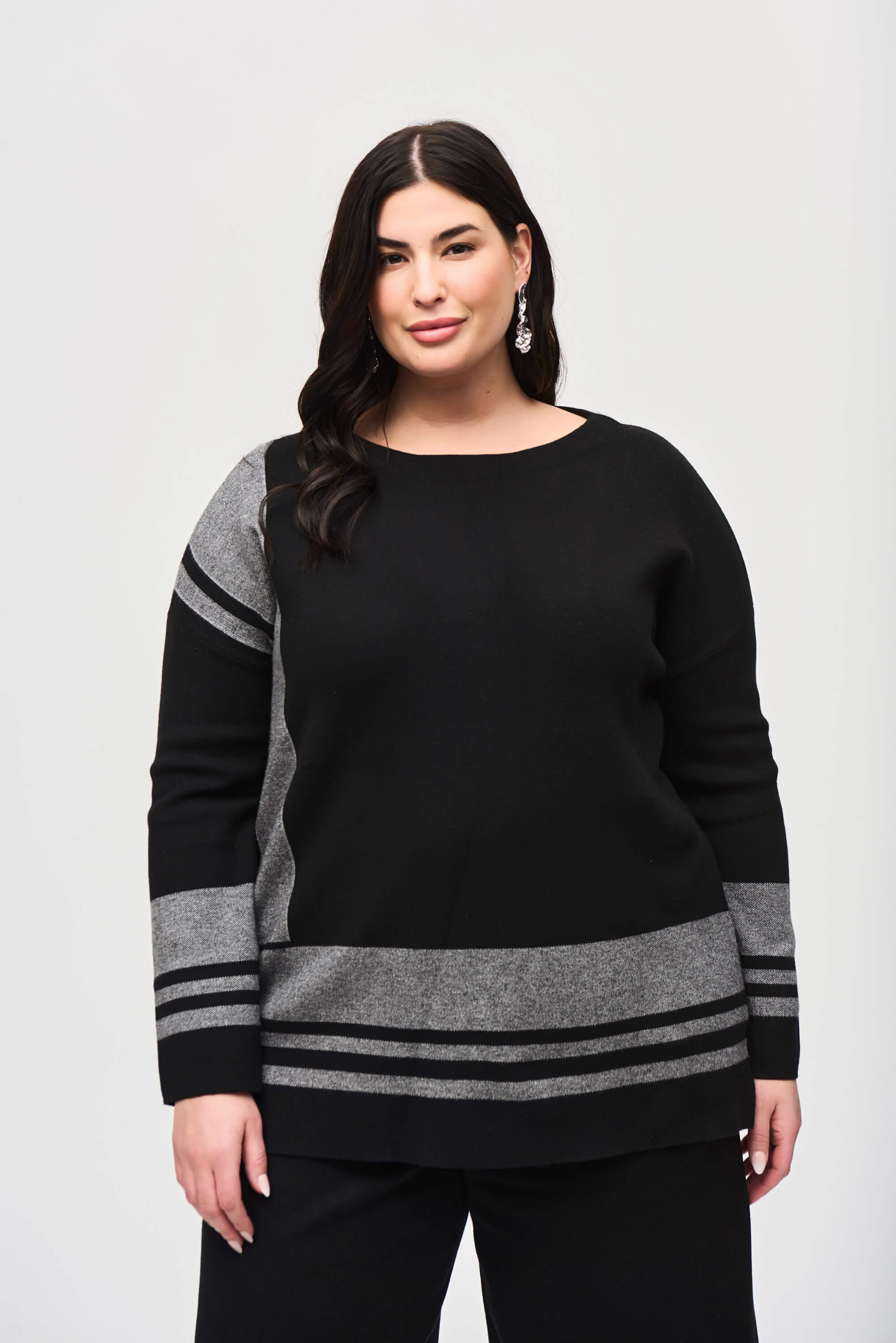 Top estilo boxy de punto tipo jersey de jacquard - 243949