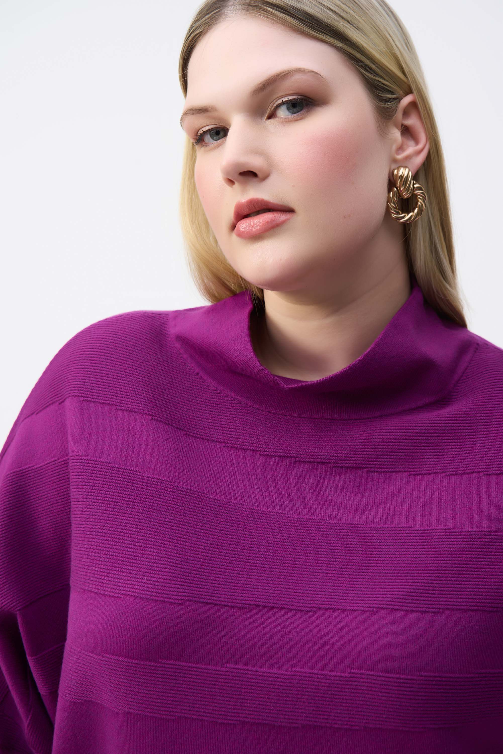 Top de punto con cuello medio y corte boxy - 243953