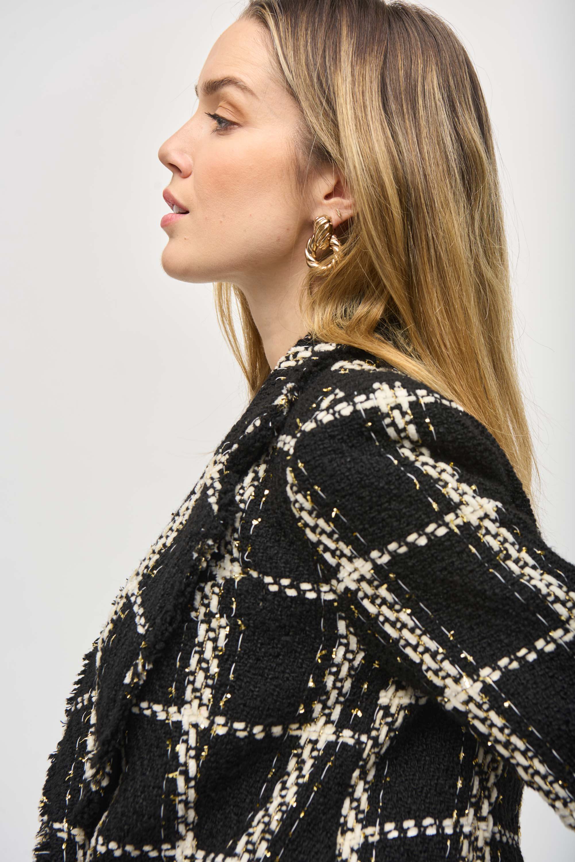 Blazer de bouclé de tartán con bolsillos - 243960