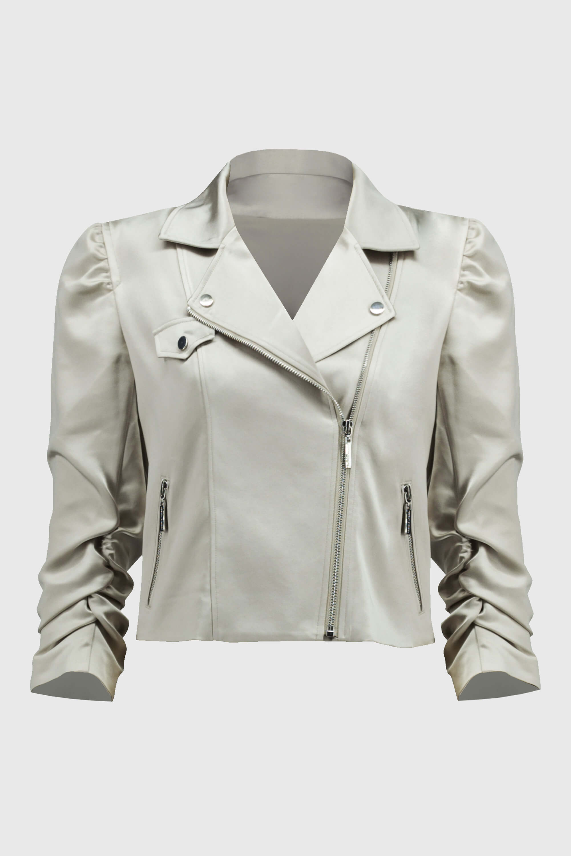 Chaqueta motera de raso con cremalleras - 244903