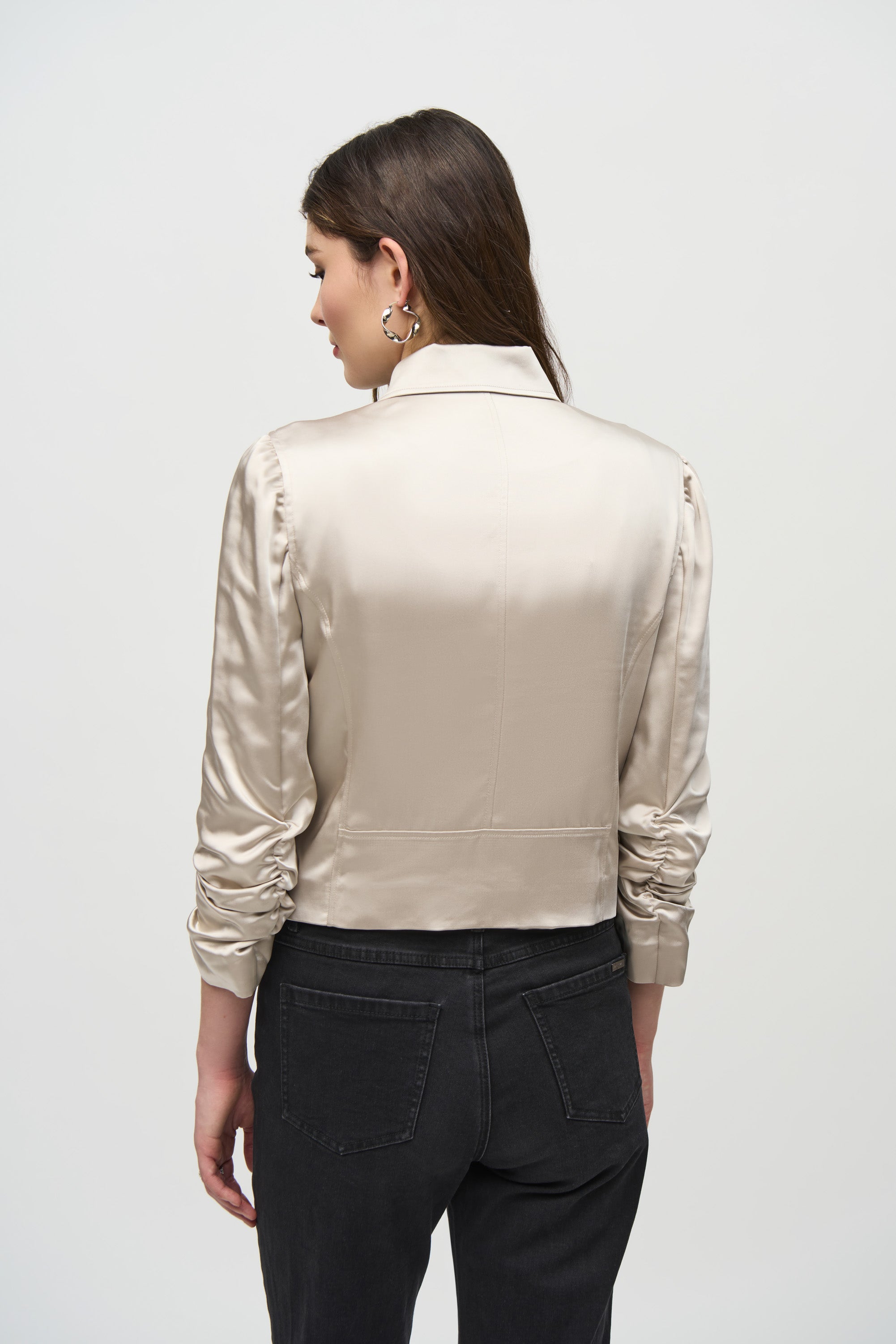 Chaqueta motera de raso con cremalleras - 244903