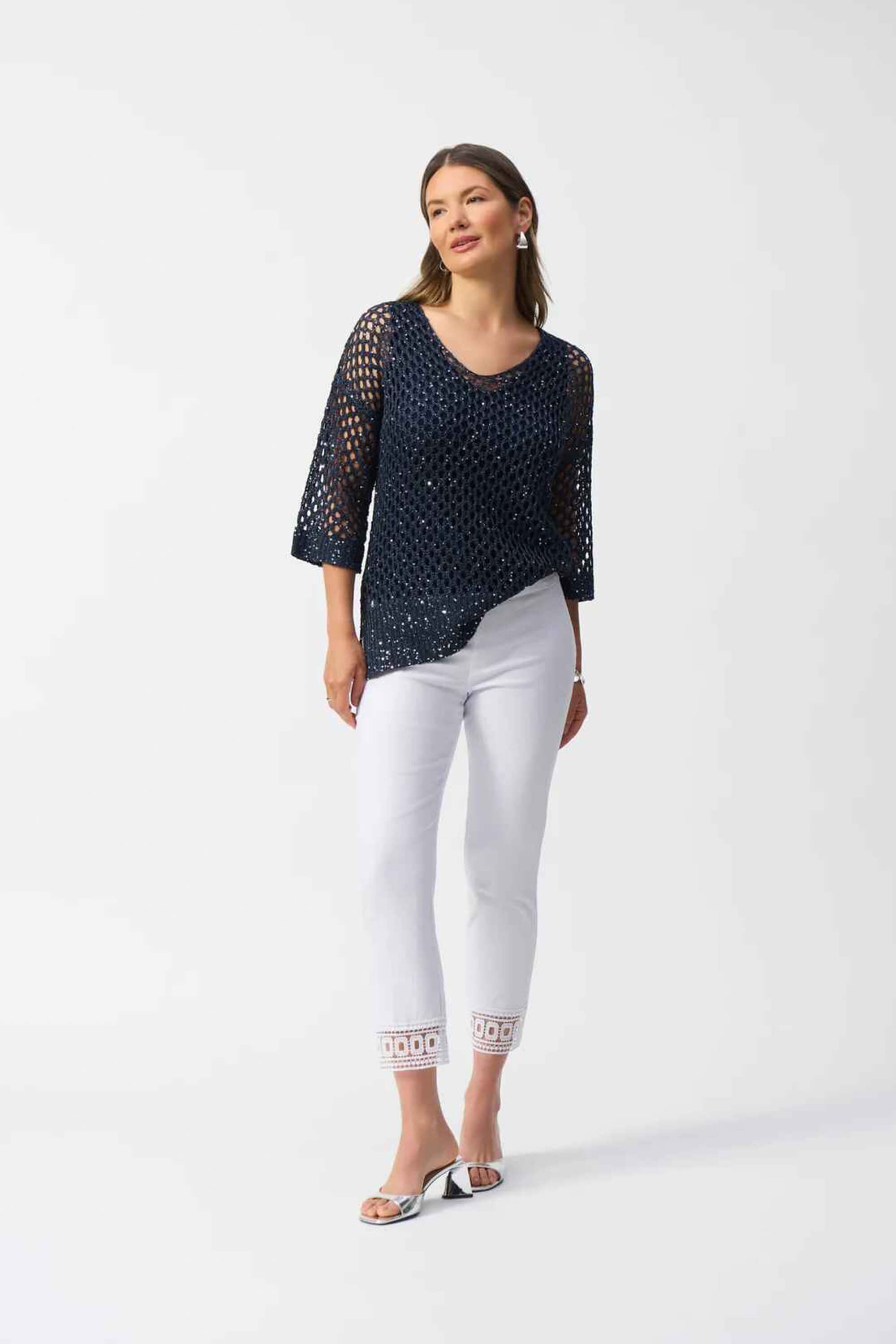 Pantalón Cropped Pull-On con Detalle Guipur - 251053