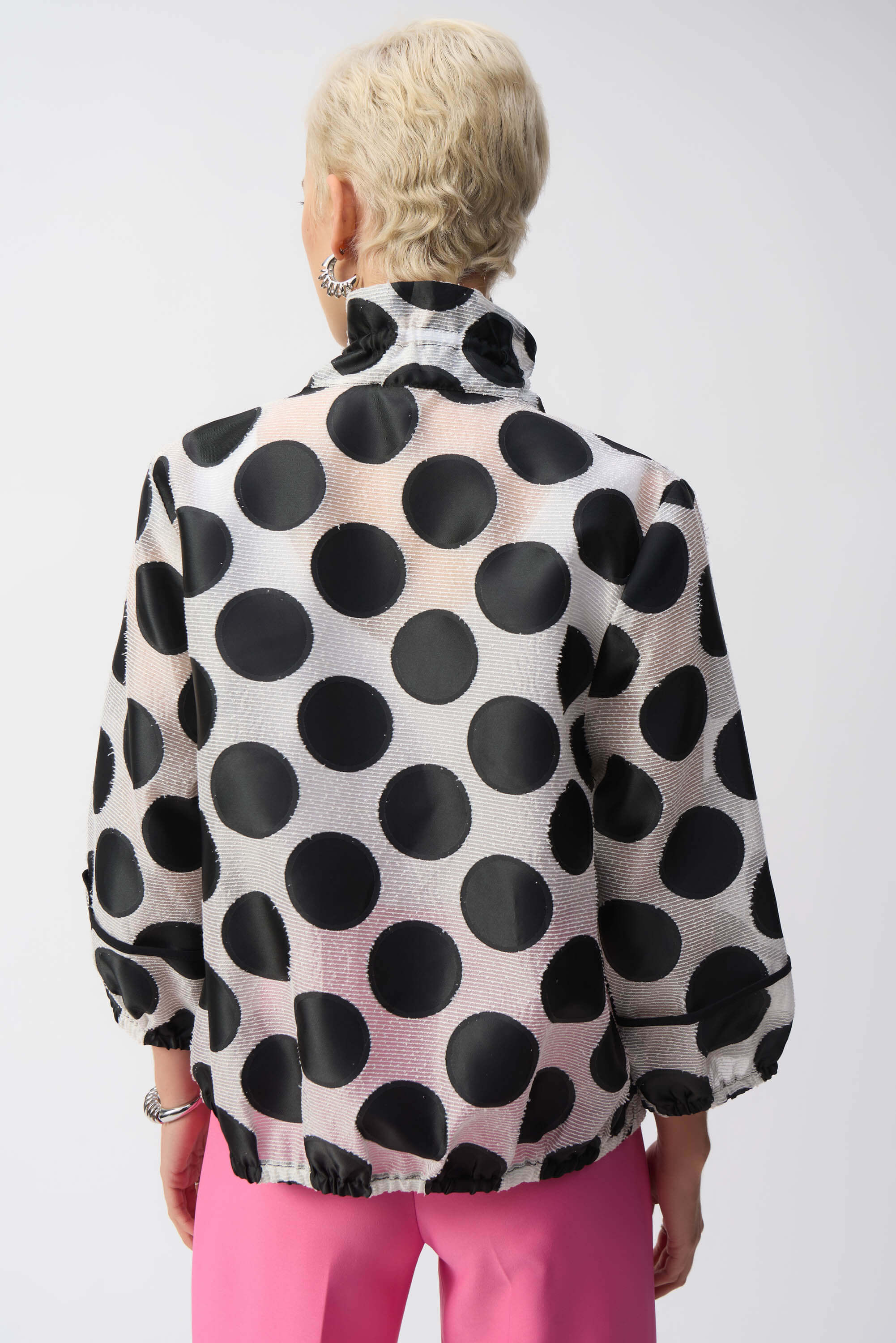 Joseph Ribkoff 251123 | Chaqueta jacquard estampado puntos vista trasera