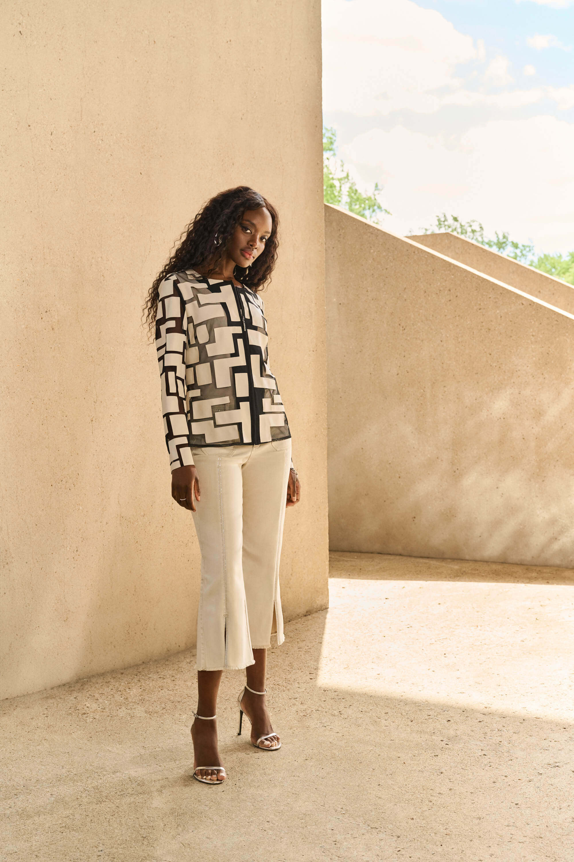 Vaqueros culotte con costura delantera adornada - 251901