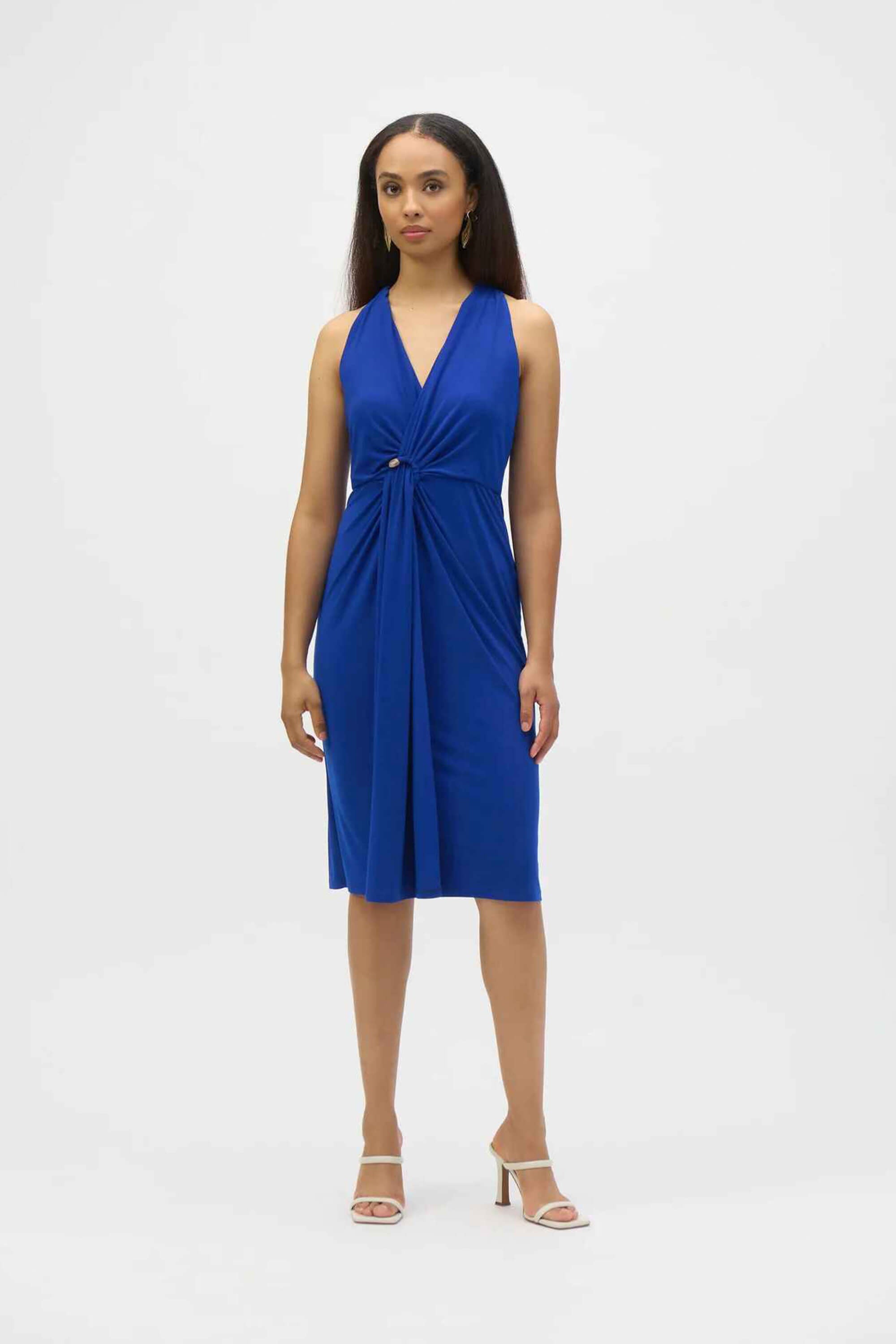 Vestido Sheath Halter Royal Sapphire con Ornamento - 252161