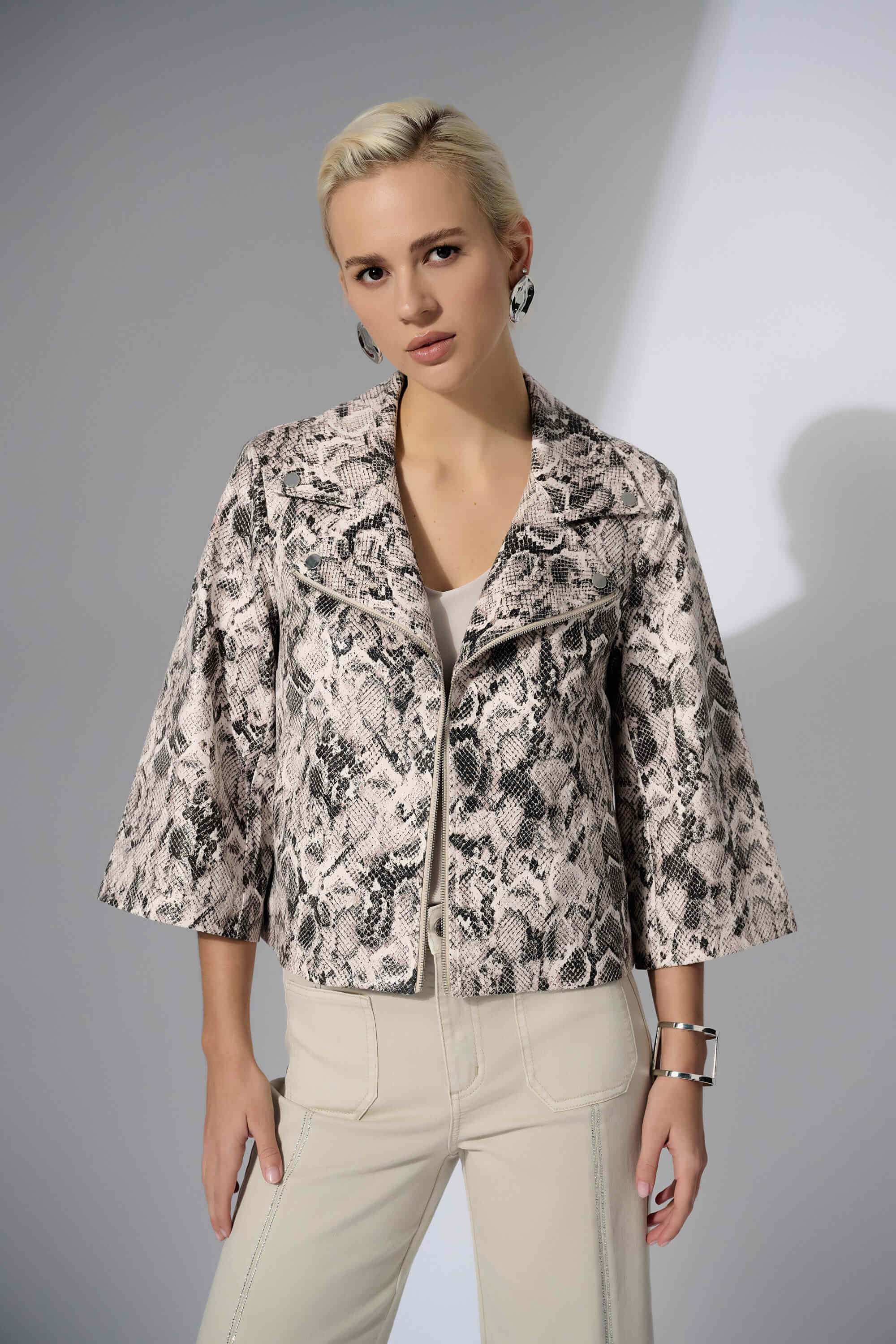Chaqueta Biker Estampado Snakeskin con Zipper - 252939