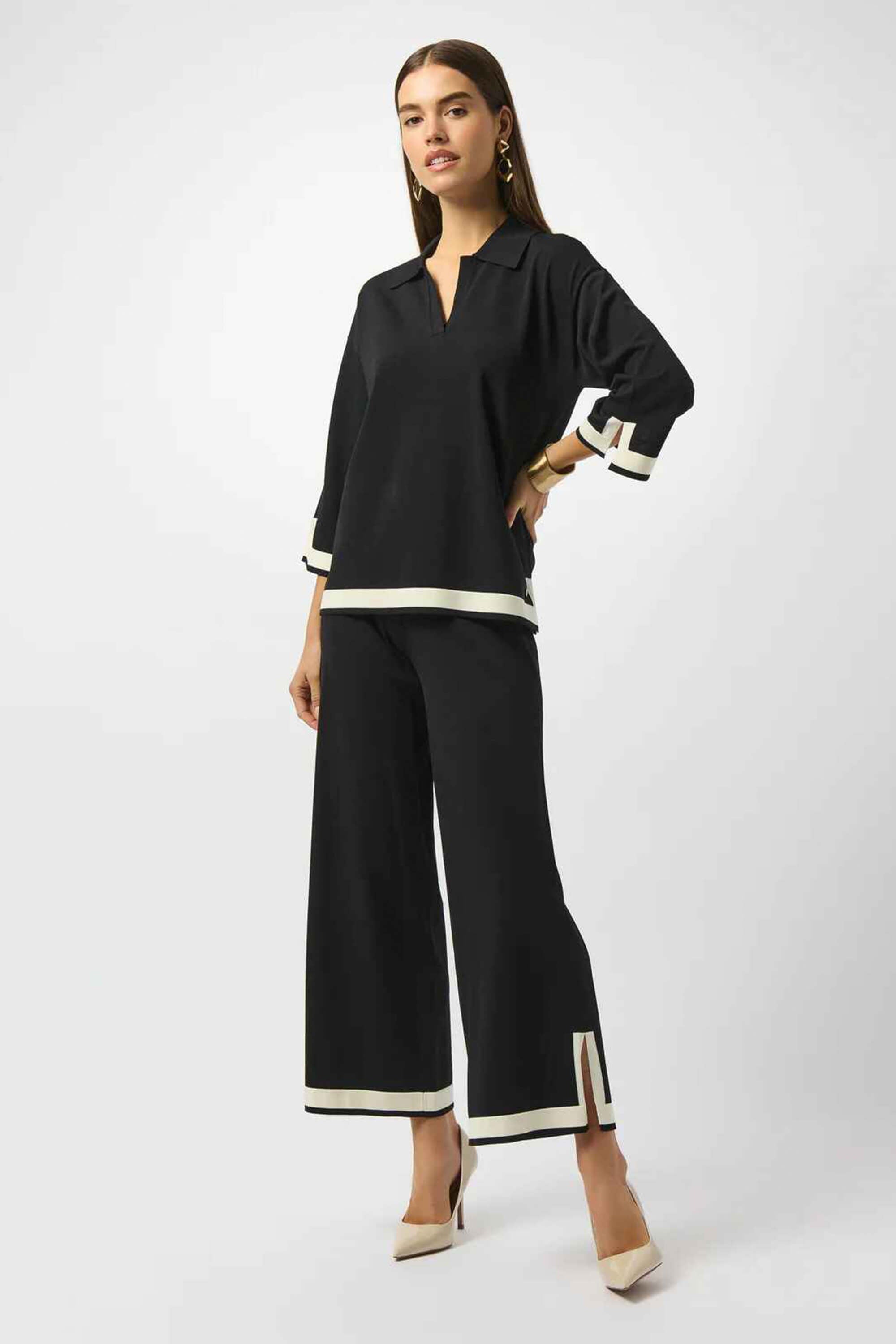 Top Tejido Bicolor Cuello Polo Manga Campana - 253909