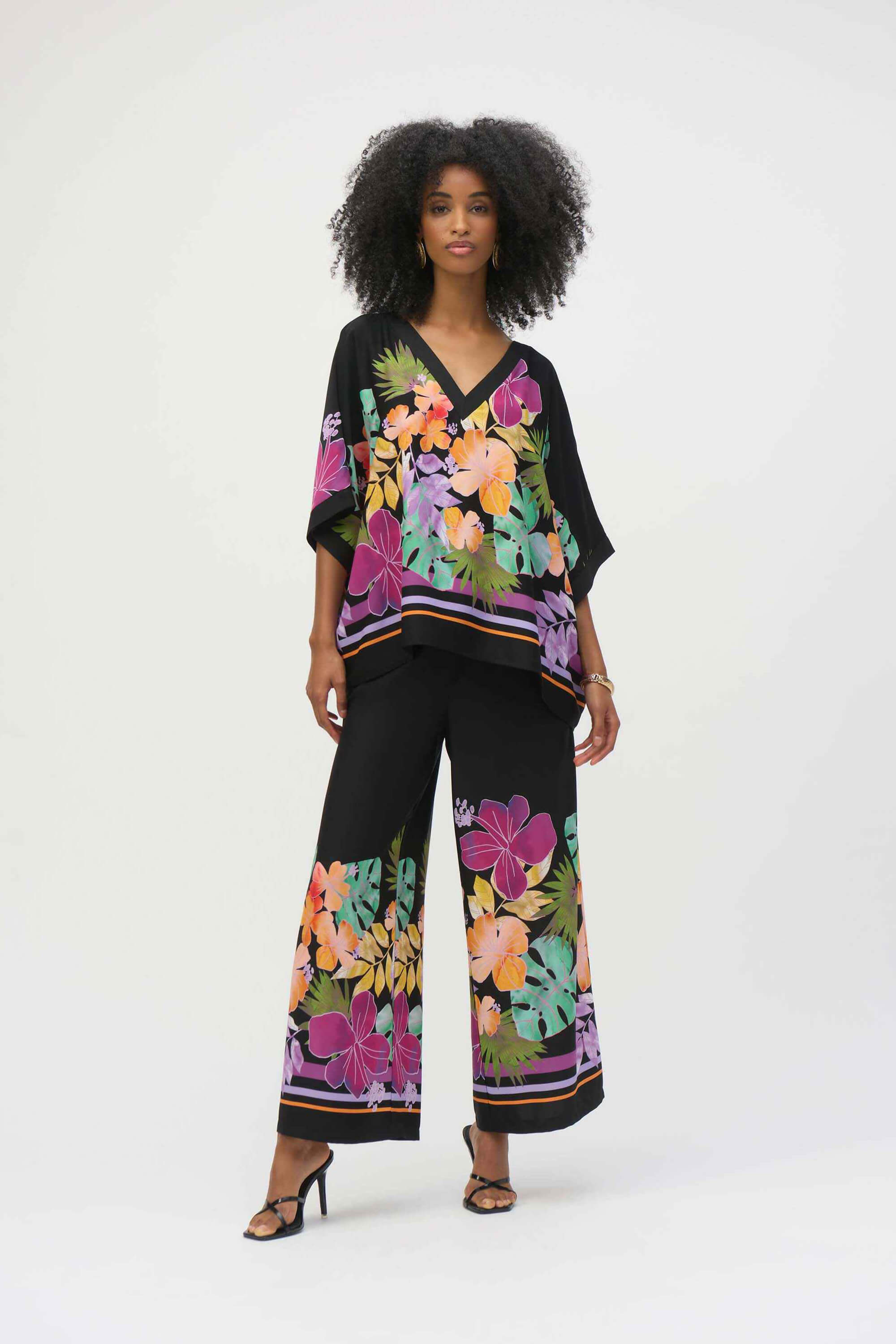 Pantalón Palazzo Floral con Cordón - 252217