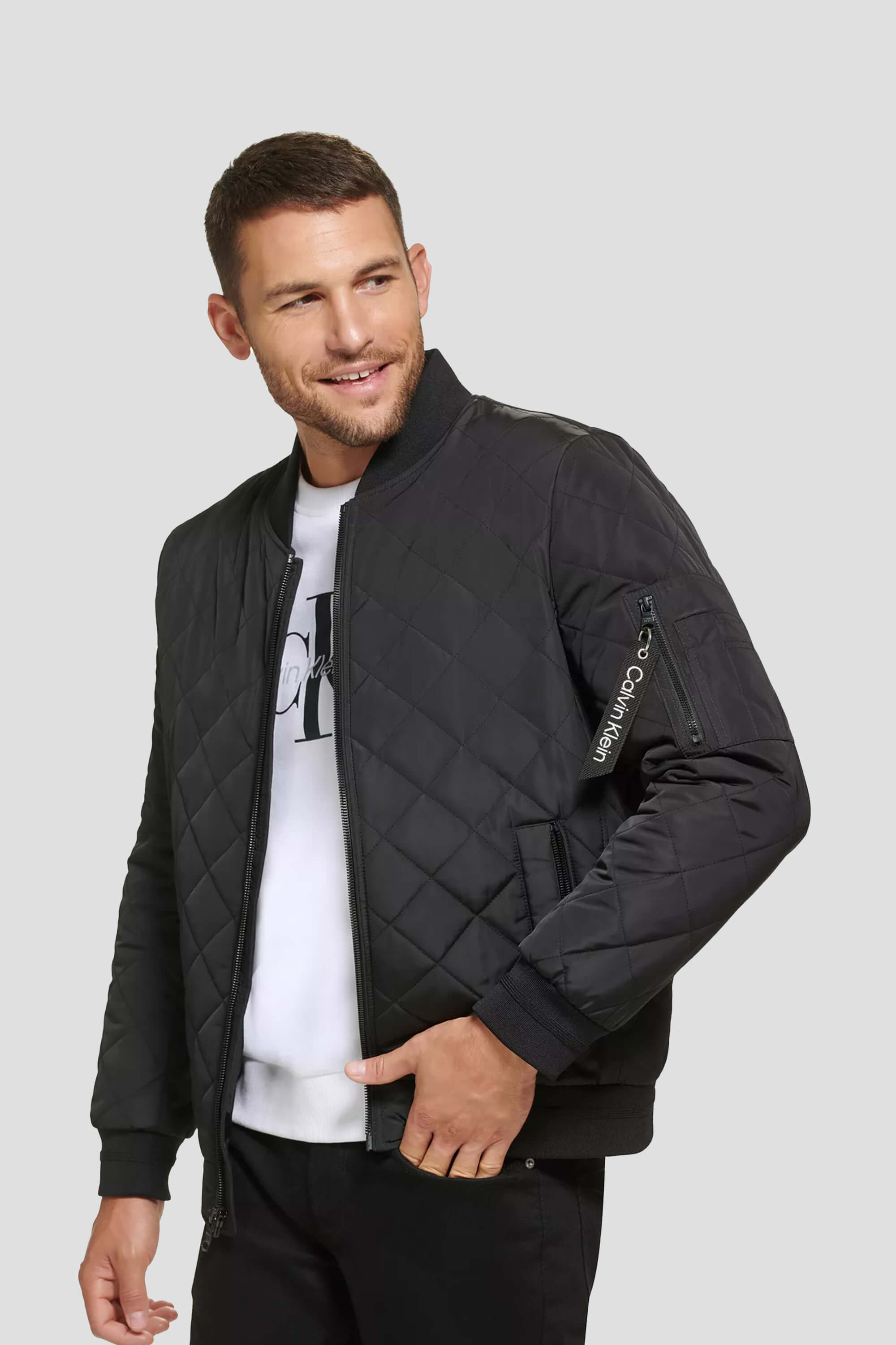 Chaqueta Bomber Acolchada con Detalles Tejidos