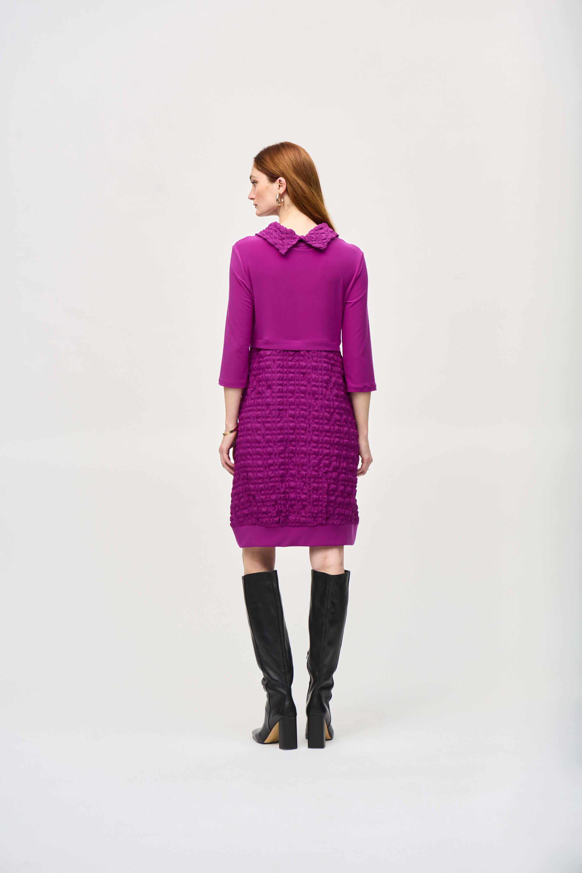 Vestido cocoon de punto sedoso y jacquard - 243114