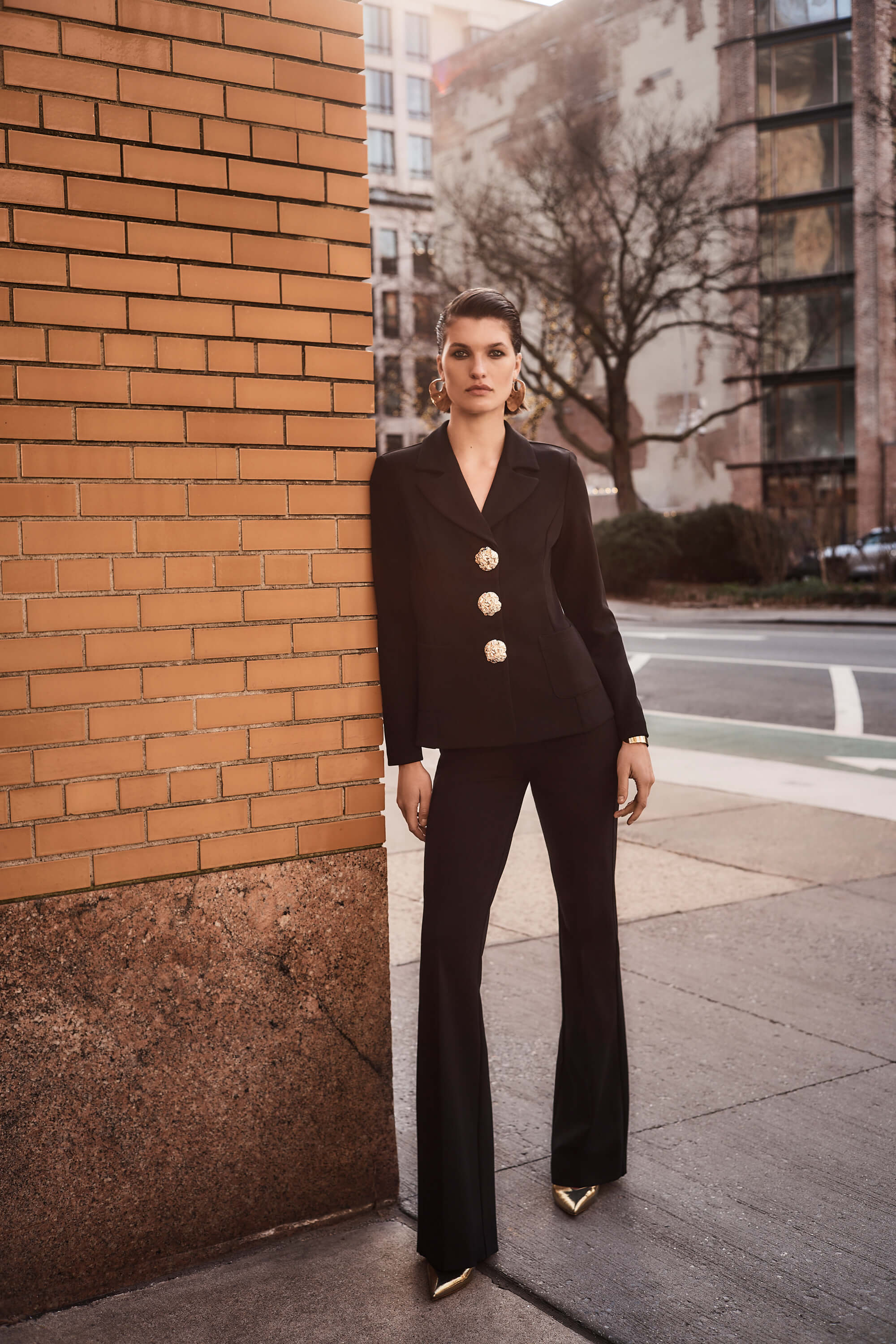 Pantalones acampanados sin cierres en punto grueso - 243235