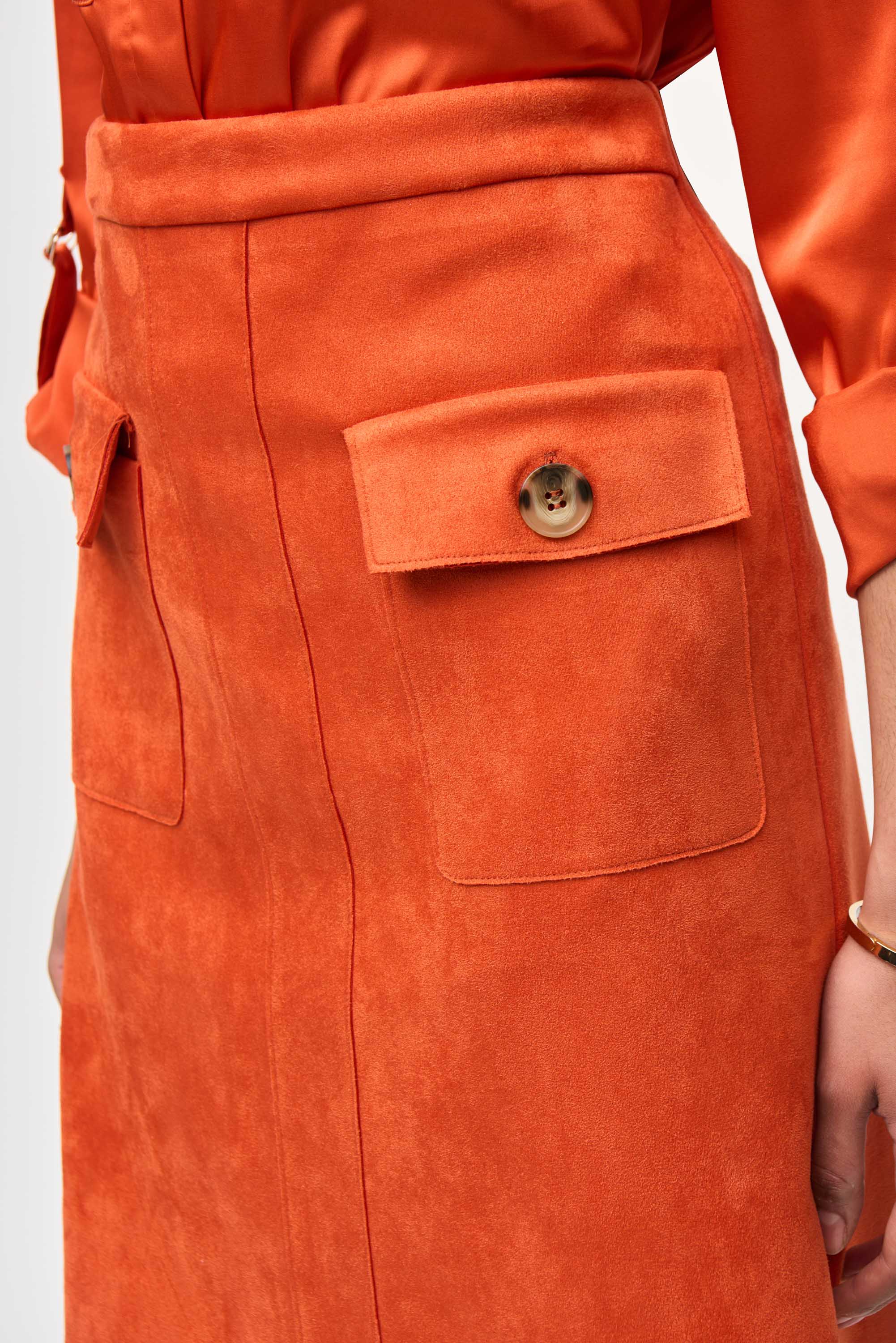 Falda acampanada en ante sintético scuba sin cierres - 243238