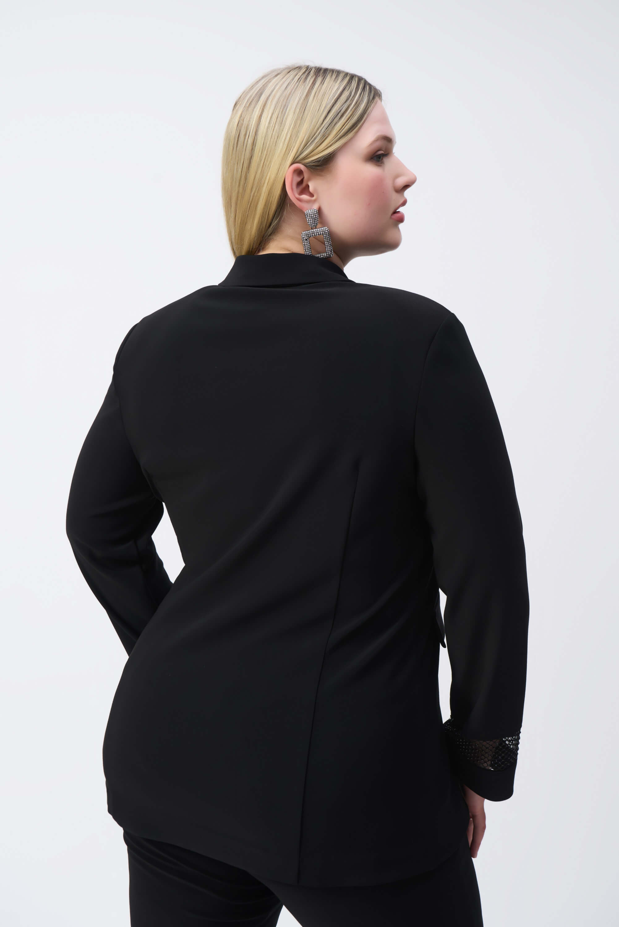 Signature | Blazer de punto sedoso y malla con pedrería - 243752