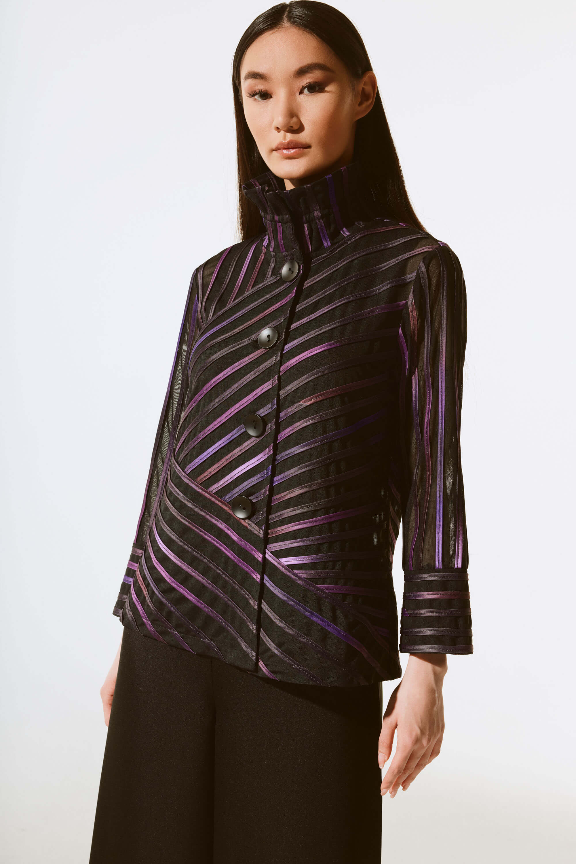Chaqueta Cuello Alto Rayas - 243777