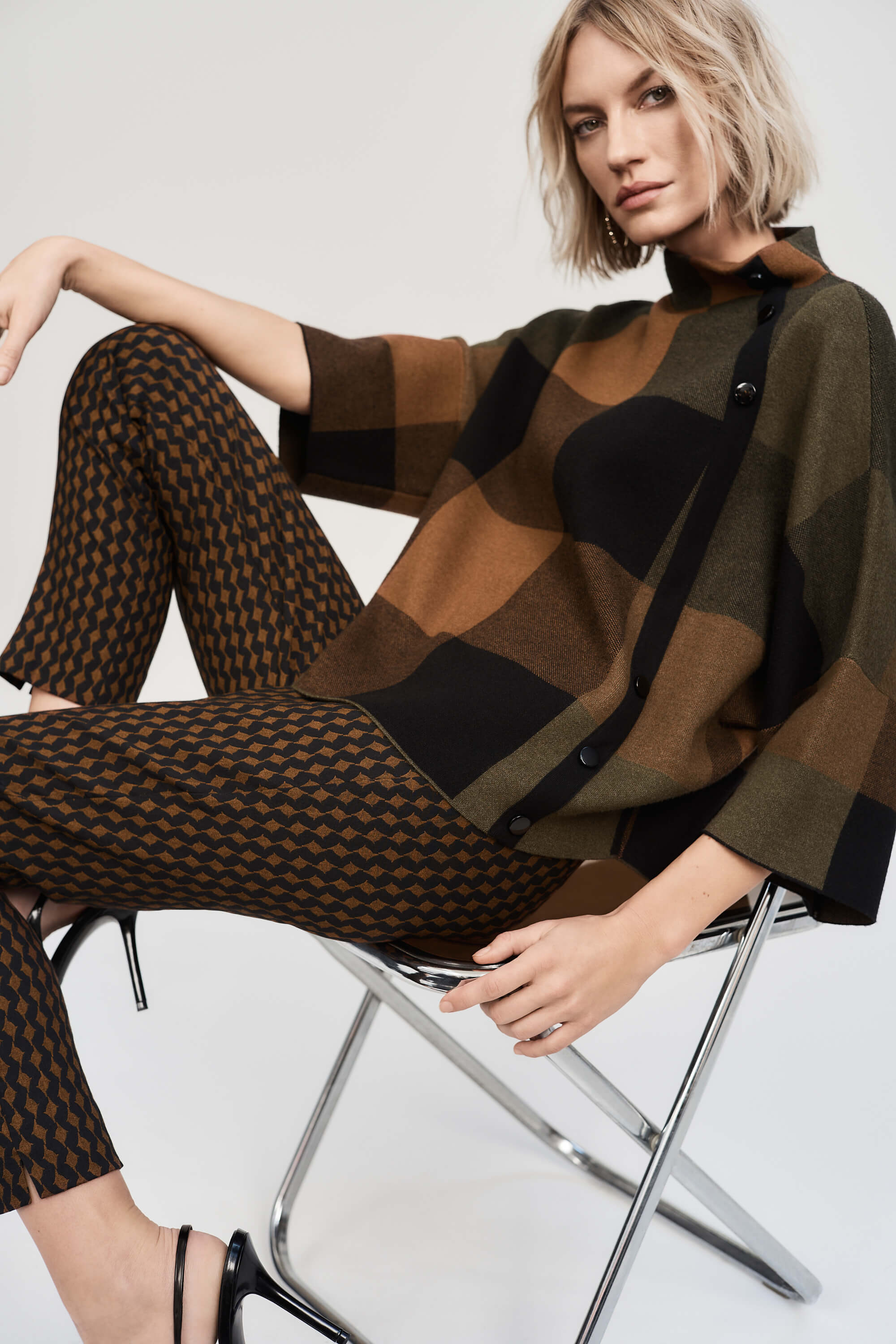 Top de punto de jacquard con estampado de tartán - 243948