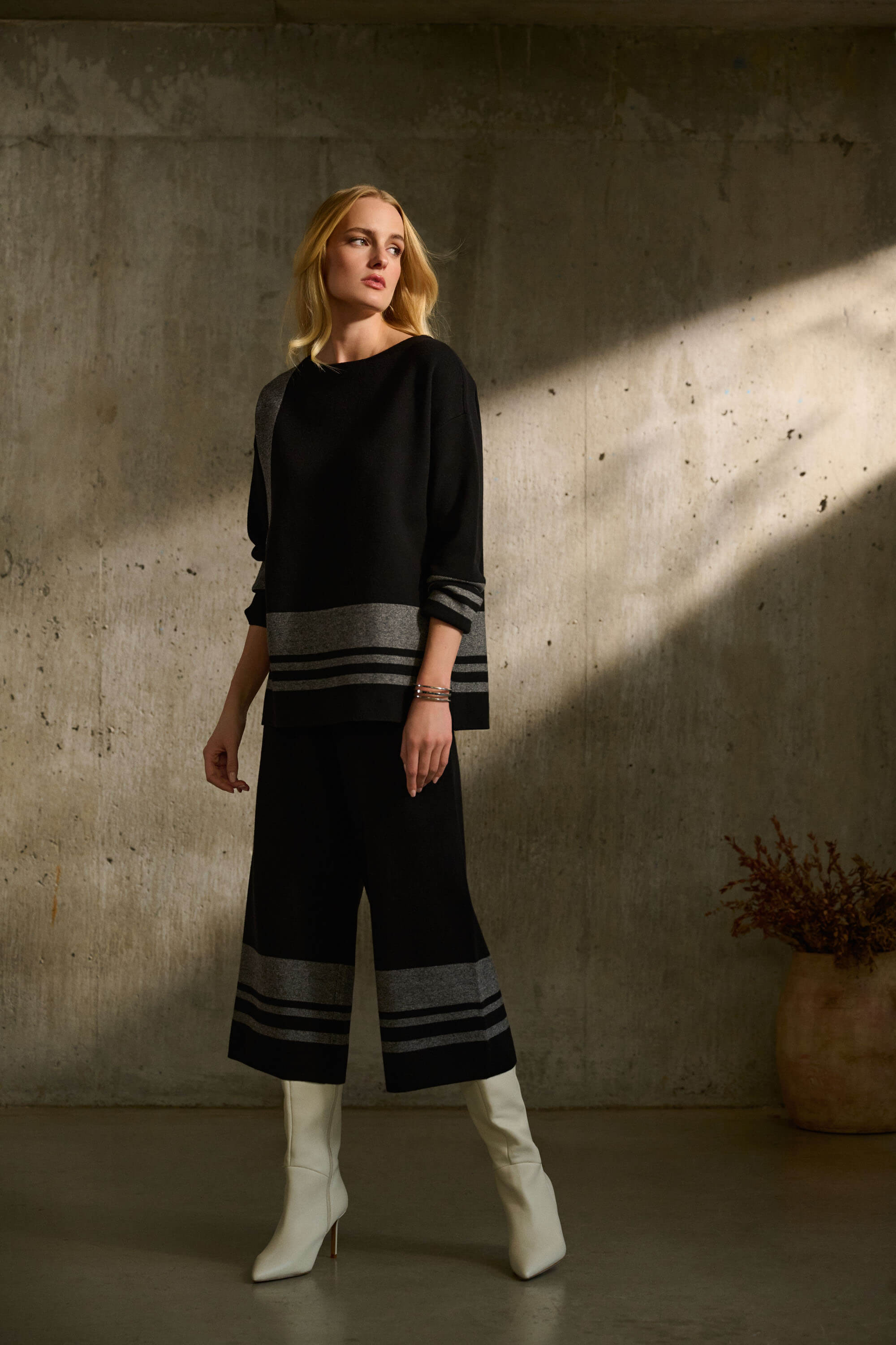 Top estilo boxy de punto tipo jersey de jacquard - 243949