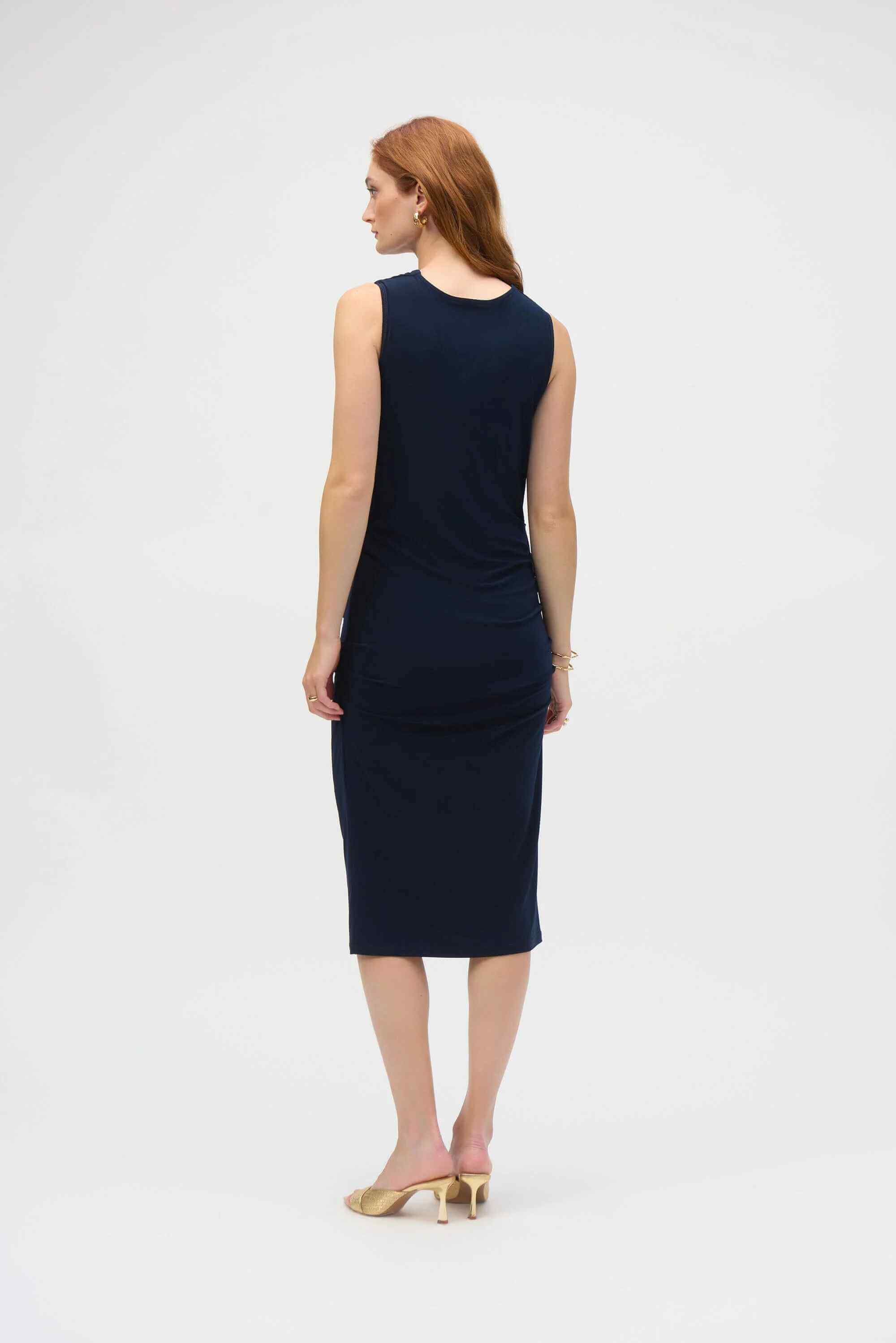 Vestido Sheath Cuello Drapeado con Ornamento - 252188