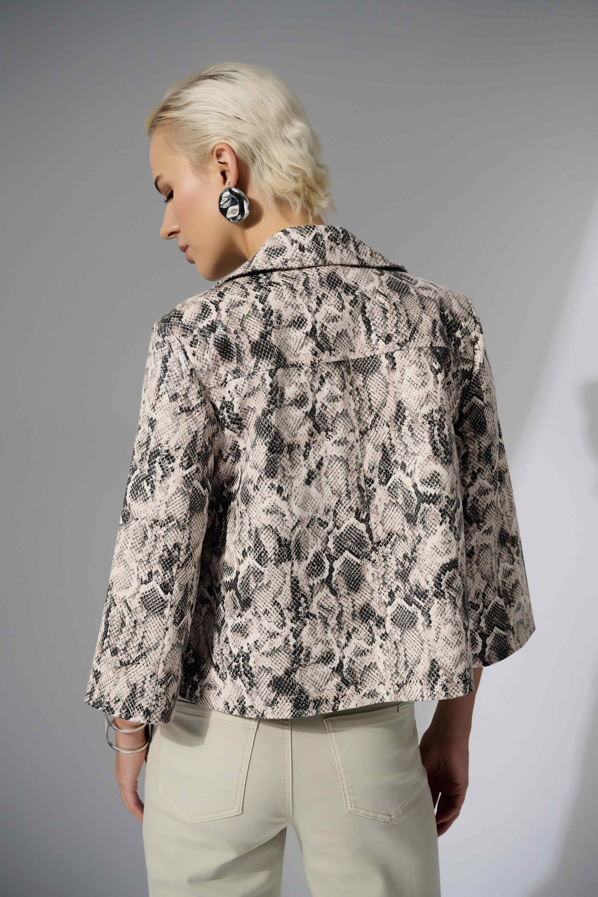 Chaqueta Biker Estampado Snakeskin con Zipper - 252939