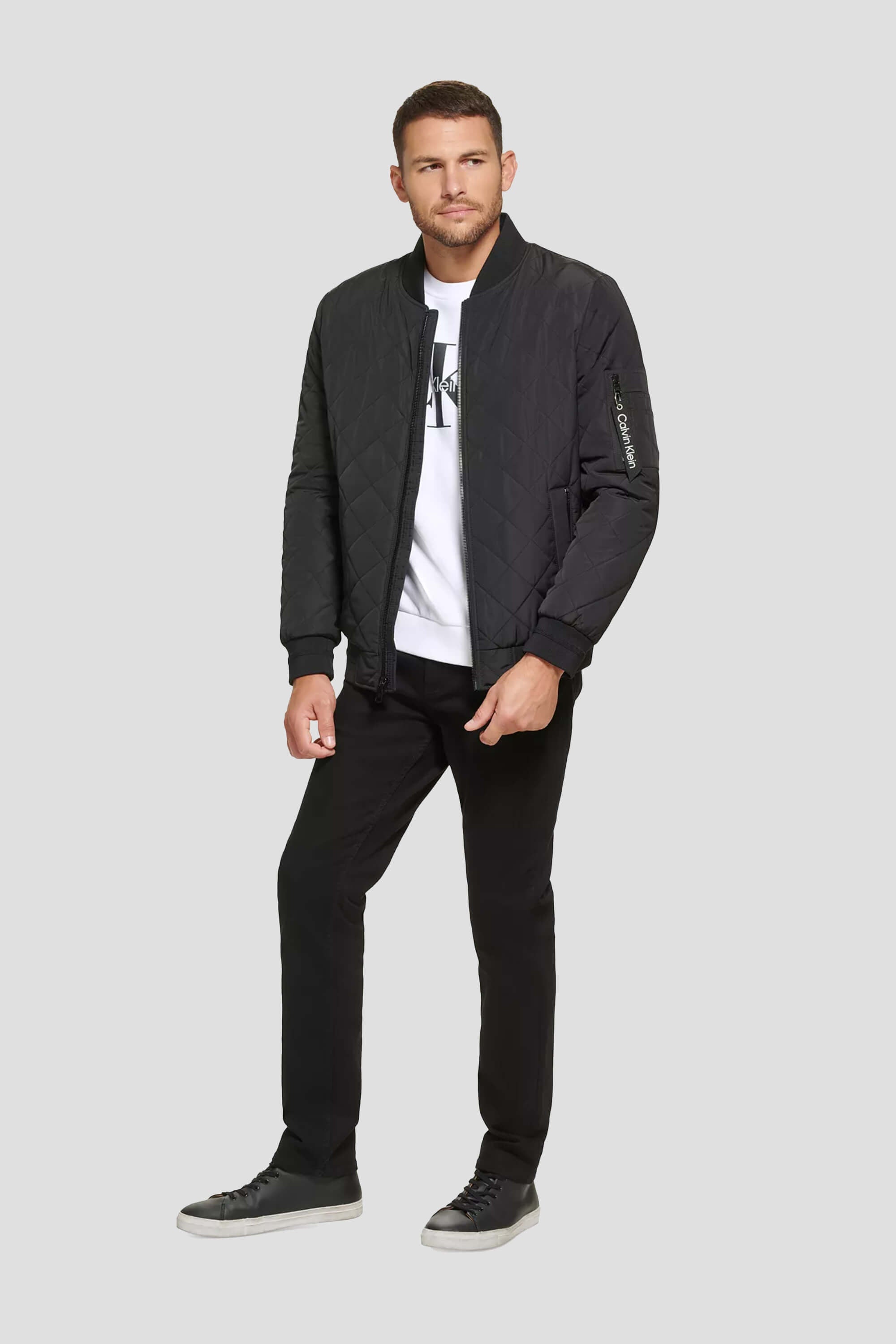 Chaqueta Bomber Acolchada con Detalles Tejidos