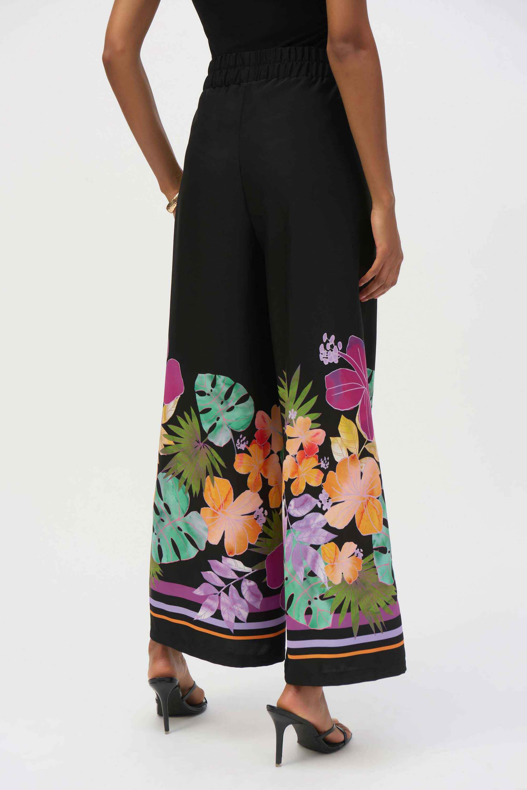 Pantalón Palazzo Floral con Cordón - 252217